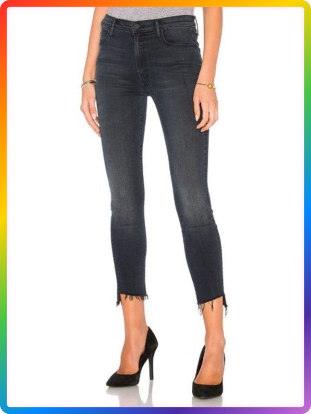 MOTHER Stunner Zip Ankle Skinny Jeans 28 Wildest Ride Step Fray Hem Designer